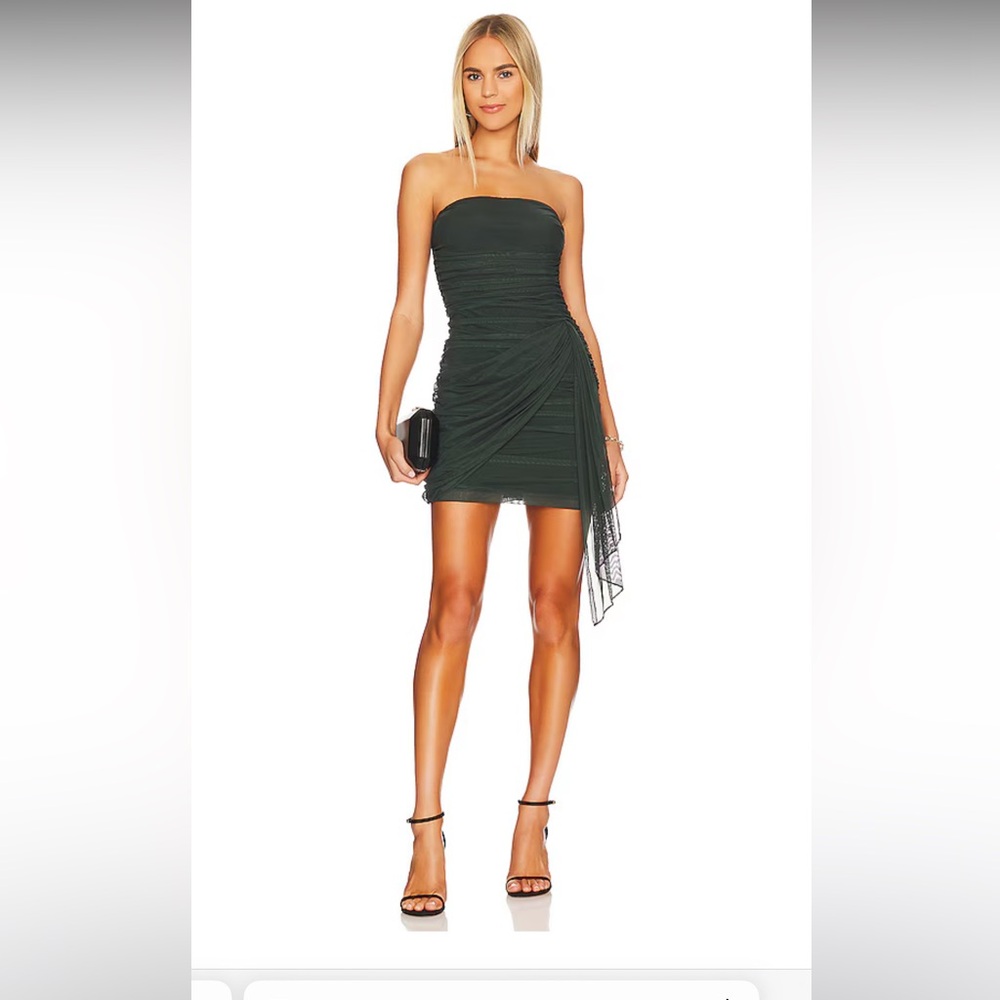 REVOLVE Forest Green Strapless Mini Dress